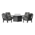 POLYWOOD Prairie 5-Piece Deep Seating Set with Fire Pit Table in Black