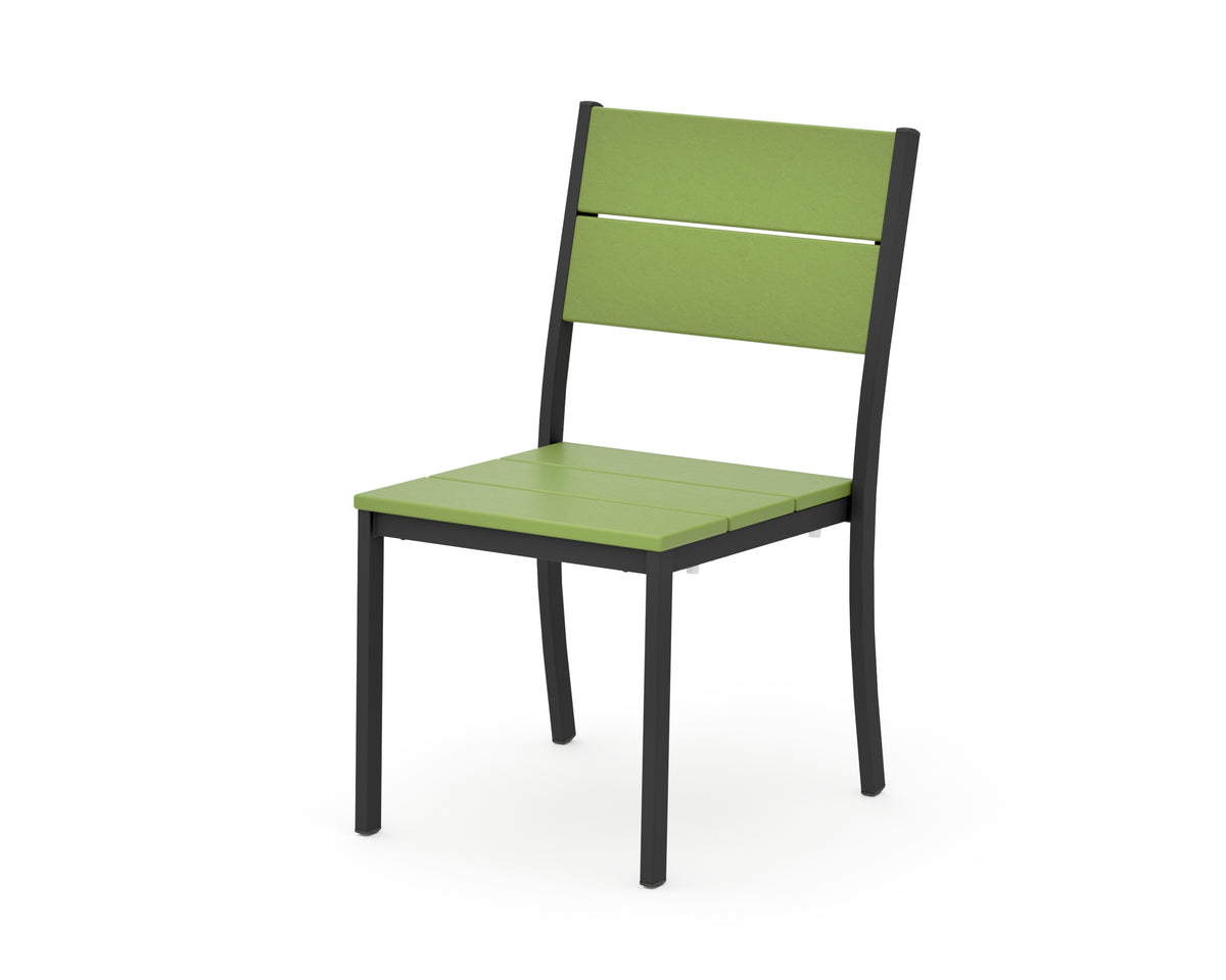 POLYWOOD Main Street Stacking Dining Side Chair in Black / Lime