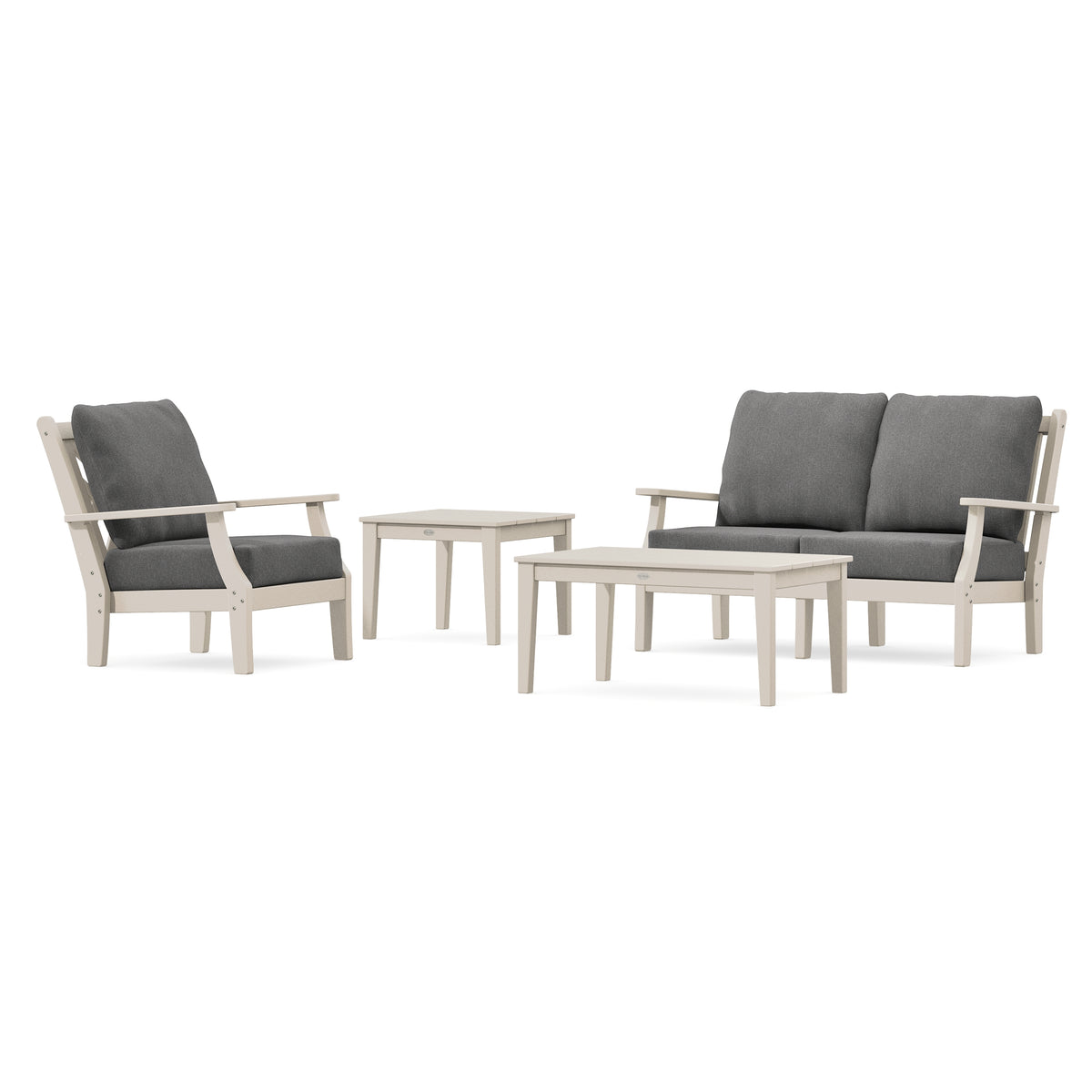 POLYWOOD Country Living Wovendale 4-Piece Deep Seating Set in Sand