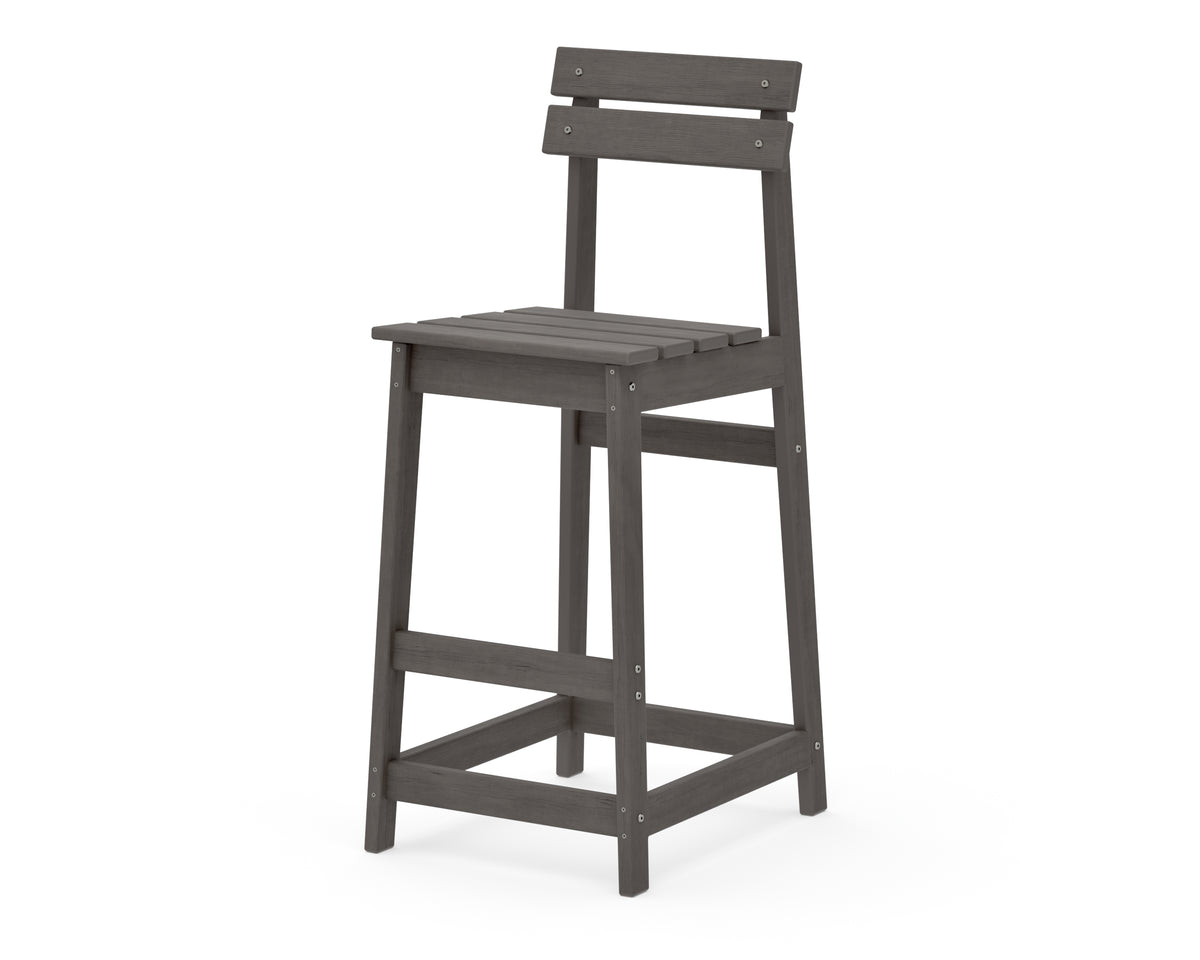 POLYWOOD Modern Studio Plaza Bar Chair in Driftwood