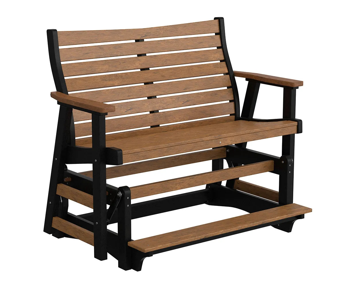 Berlin Gardens Bristol Double Counter Glider, cedar seats with a black frame