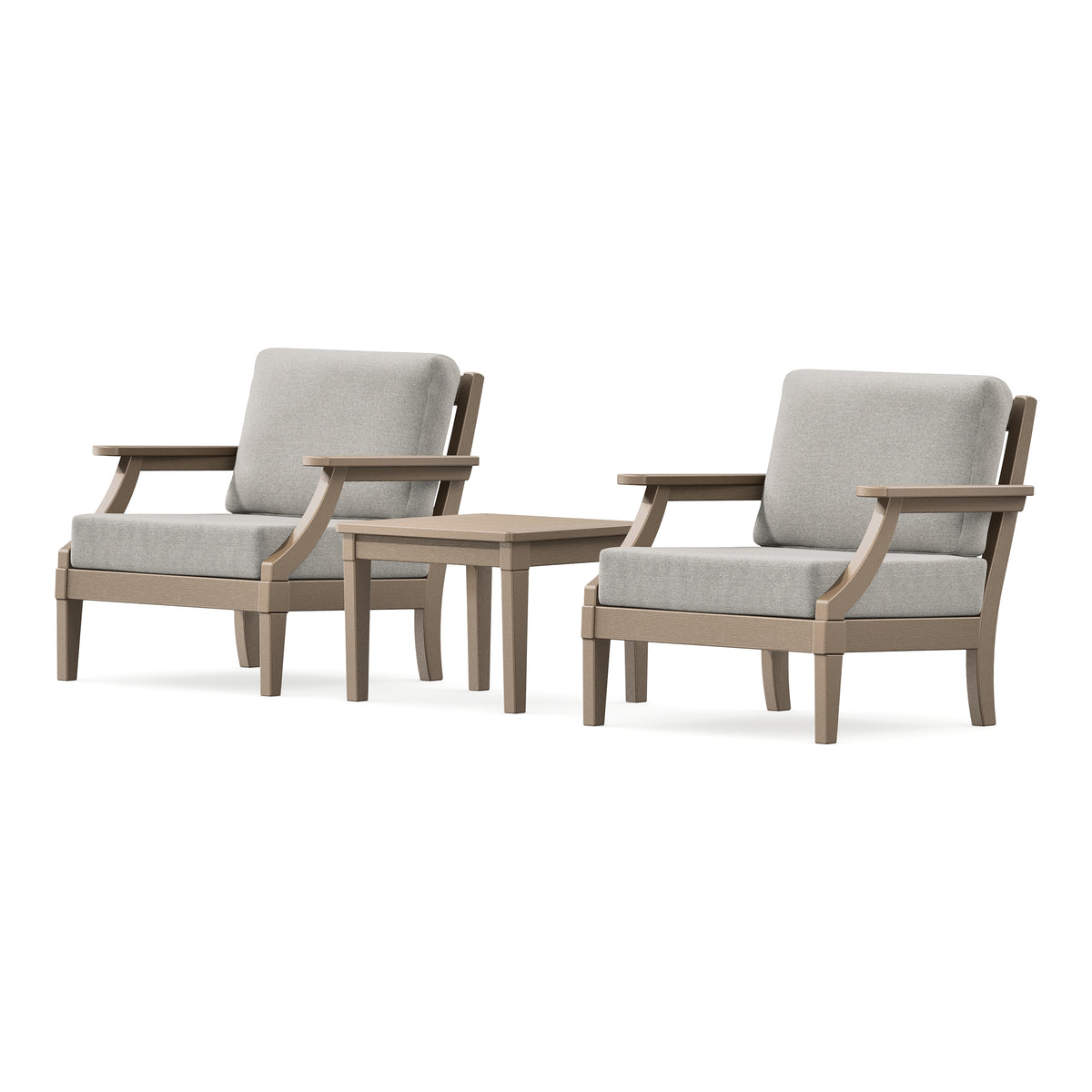 POLYWOOD PW Designer Series Estate 3-Piece Lounge Chair Set in Vintage Sahara / Weathered Tweed
