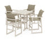 POLYWOOD EDGE Woven 5-Piece Farmhouse Bar Set with Trestle Legs in Sand / Dune Grass
