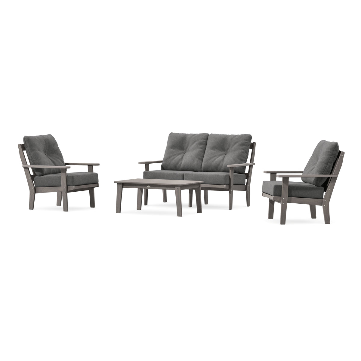 POLYWOOD Mission 4-Piece Deep Seating Set with Loveseat in Driftwood