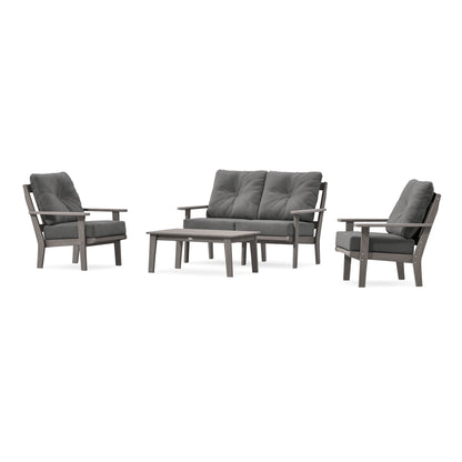 POLYWOOD Mission 4-Piece Deep Seating Set with Loveseat in Driftwood