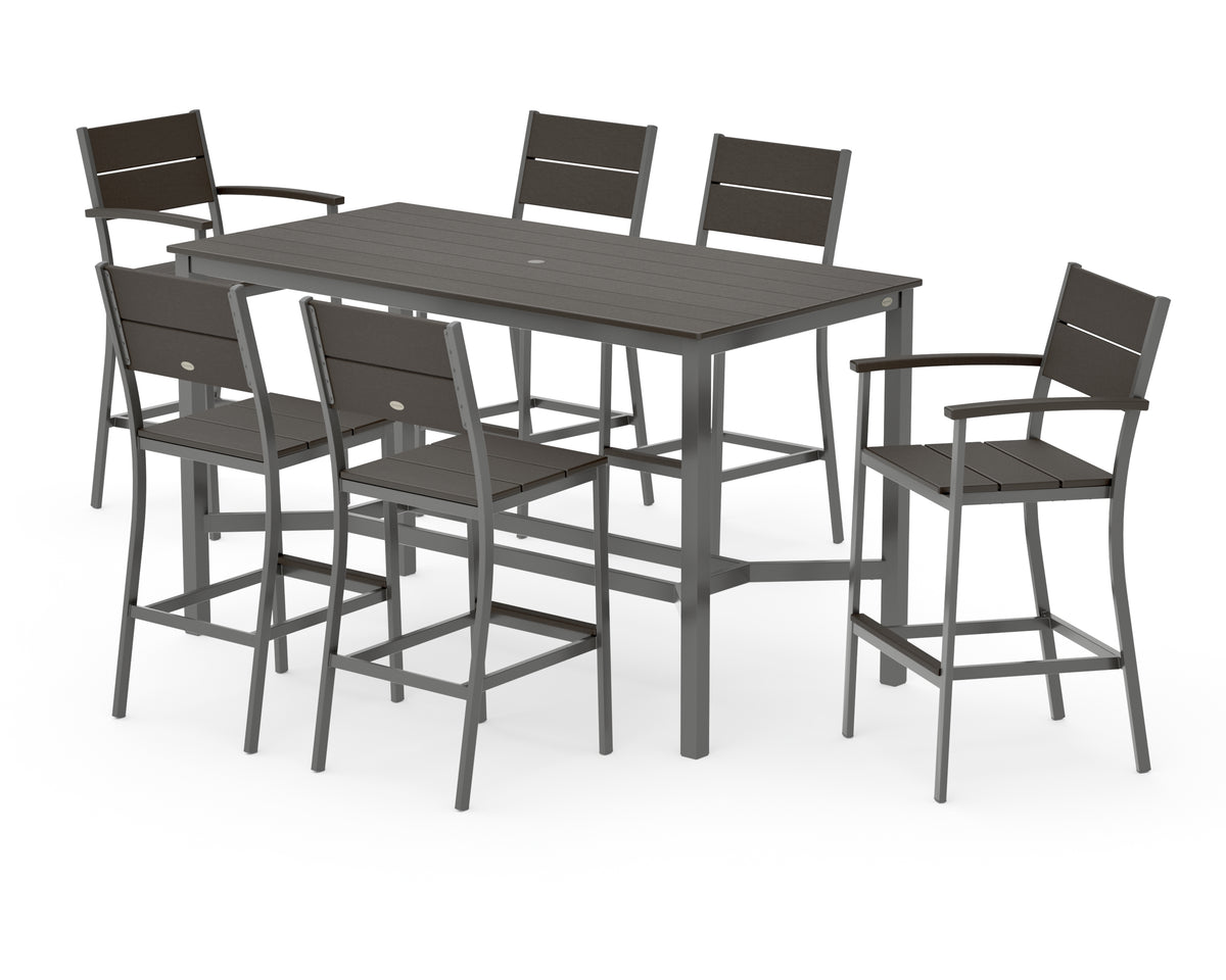 POLYWOOD Main Street 7-Piece Bar Set in Charcoal / Vintage Coffee