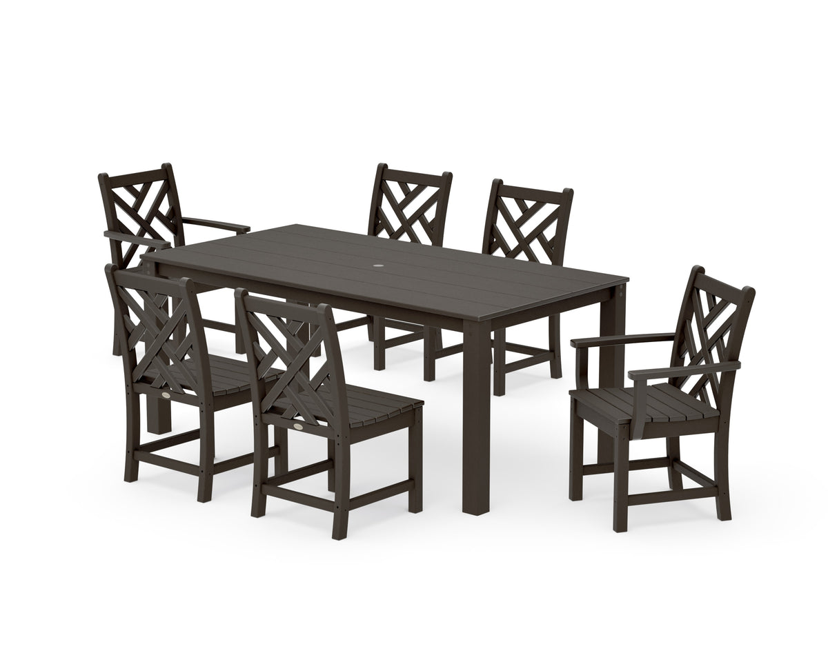 POLYWOOD Chippendale 7-Piece Parsons Dining Set in Vintage Coffee