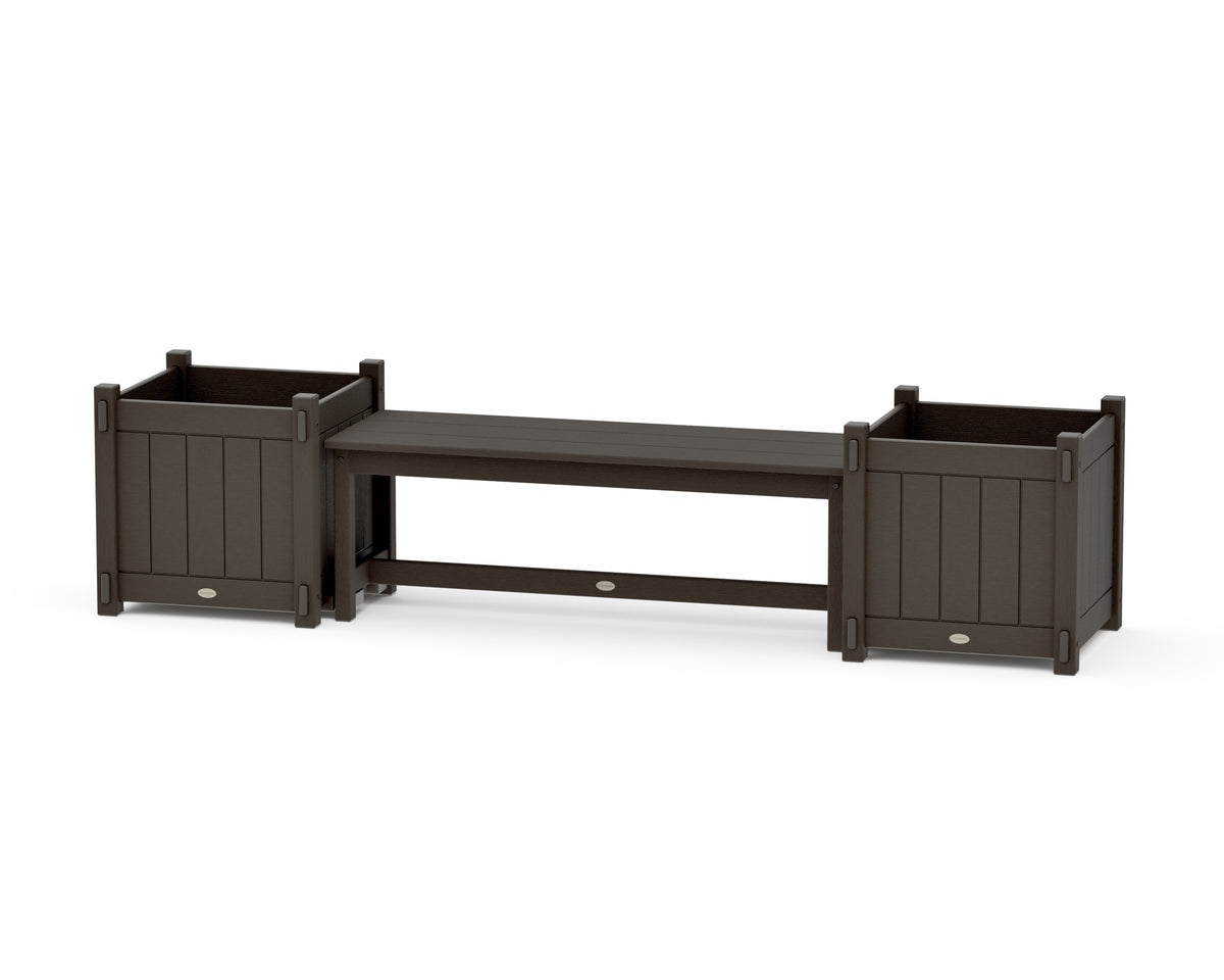 POLYWOOD 48" Vineyard Straight Planter Bench Set - Large in Vintage Coffee