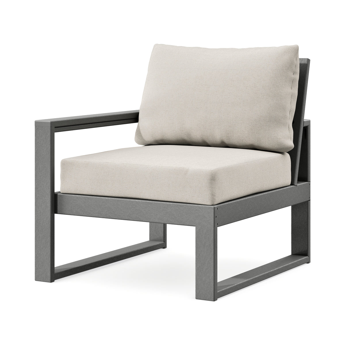 POLYWOOD EDGE Modular Left Arm Chair in Slate Grey / Dune Burlap