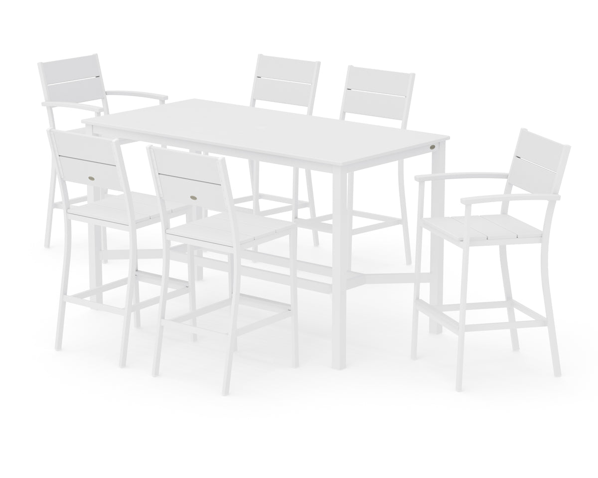 POLYWOOD Main Street 7-Piece Bar Set in White / White