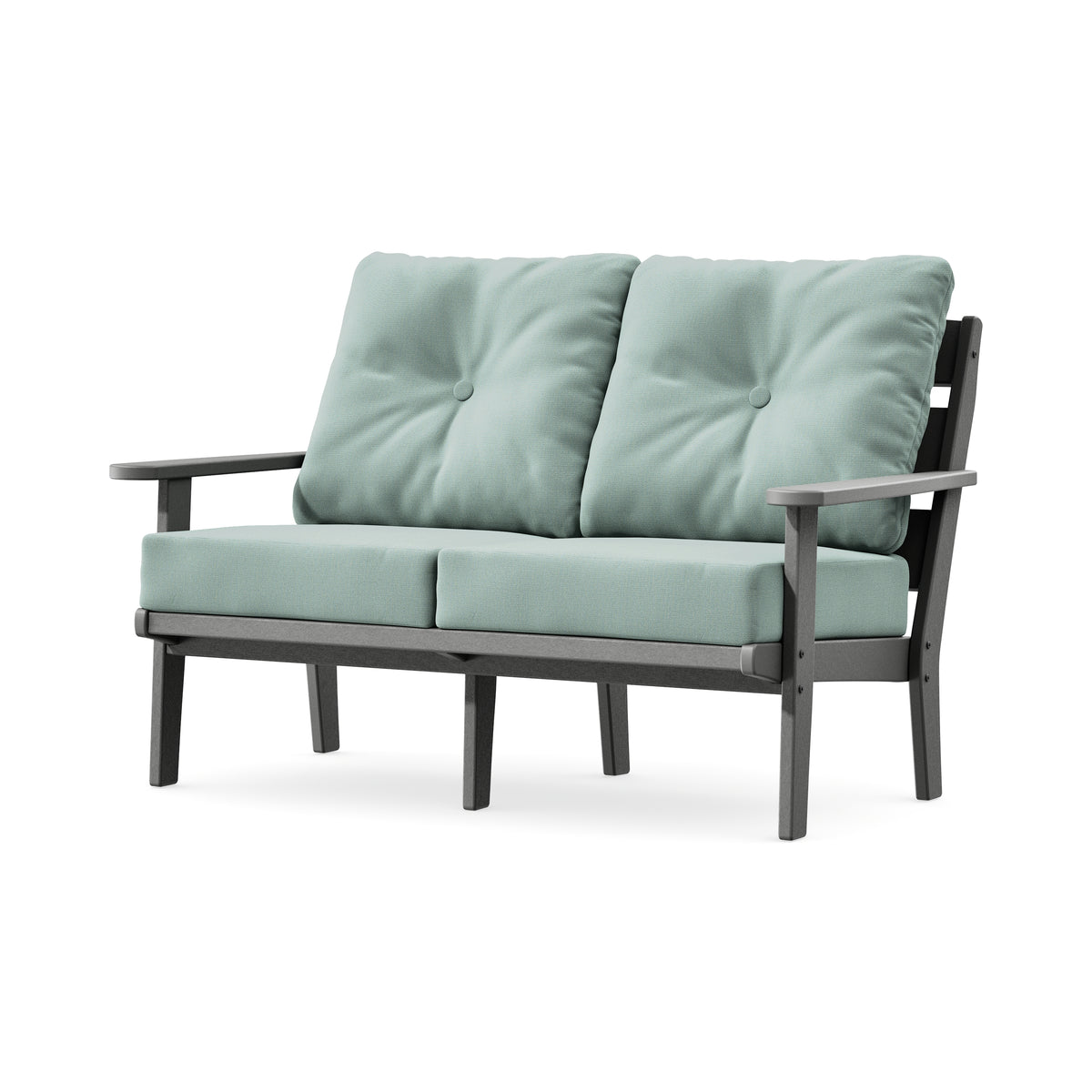 POLYWOOD Lakeside Deep Seating Loveseat in Slate Grey / Spa