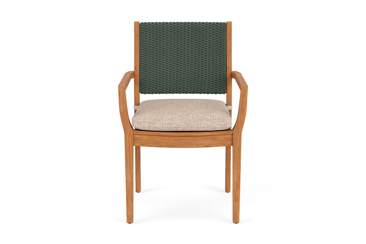 Lloyd Flanders Teak Loom Back Teak Dining Armchair in Spruce