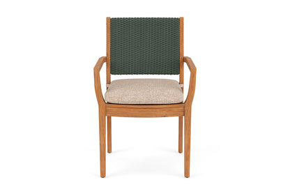 Lloyd Flanders Teak Loom Back Teak Dining Armchair in Spruce