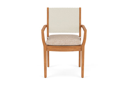 Lloyd Flanders Teak Loom Back Teak Dining Armchair in Ivory