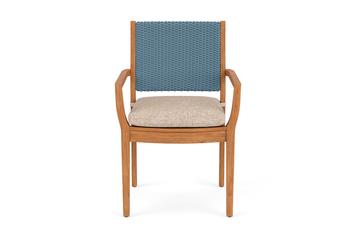 Lloyd Flanders Teak Loom Back Teak Dining Armchair in Stillwater