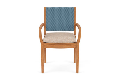 Lloyd Flanders Teak Loom Back Teak Dining Armchair in Stillwater