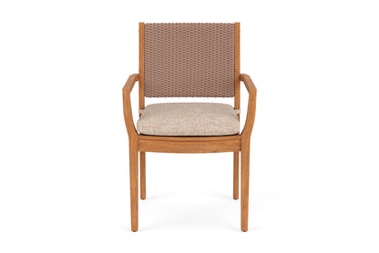 Lloyd Flanders Teak Loom Back Teak Dining Armchair in Rosewood
