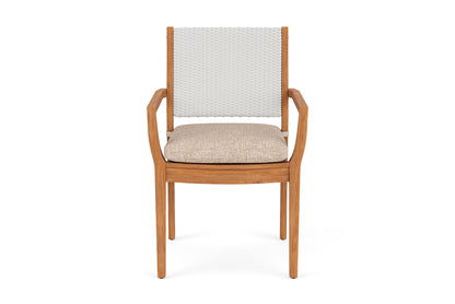 Lloyd Flanders Teak Loom Back Teak Dining Armchair in Matte White
