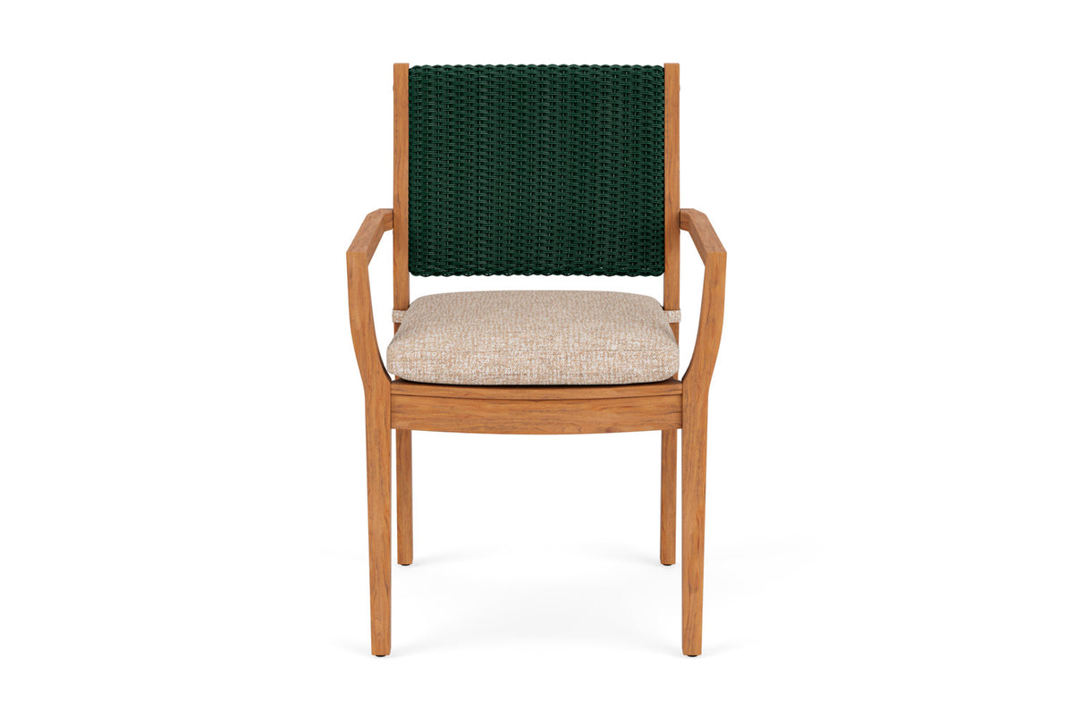 Lloyd Flanders Teak Loom Back Teak Dining Armchair in Woodland