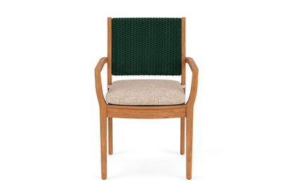Lloyd Flanders Teak Loom Back Teak Dining Armchair in Woodland