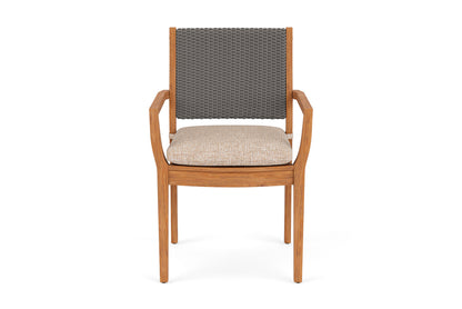 Lloyd Flanders Teak Loom Back Teak Dining Armchair in Pewter