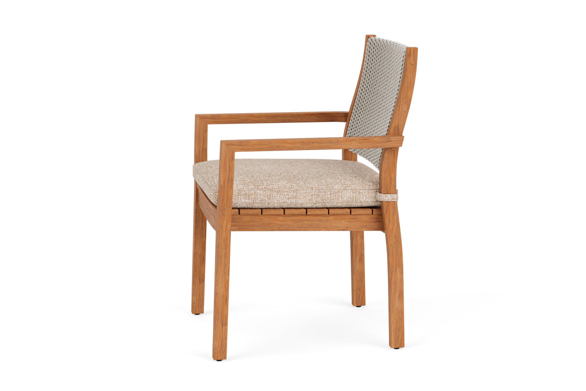 Lloyd Flanders Teak Loom Back Teak Dining Armchair in Linen, view 9