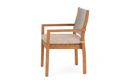 Lloyd Flanders Teak Loom Back Teak Dining Armchair in Linen, view 9