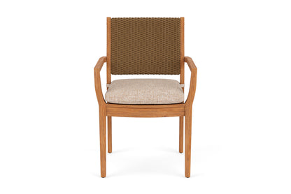 Lloyd Flanders Teak Loom Back Teak Dining Armchair in Hickory