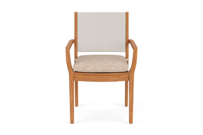Lloyd Flanders Teak Loom Back Teak Dining Armchair in Antique White