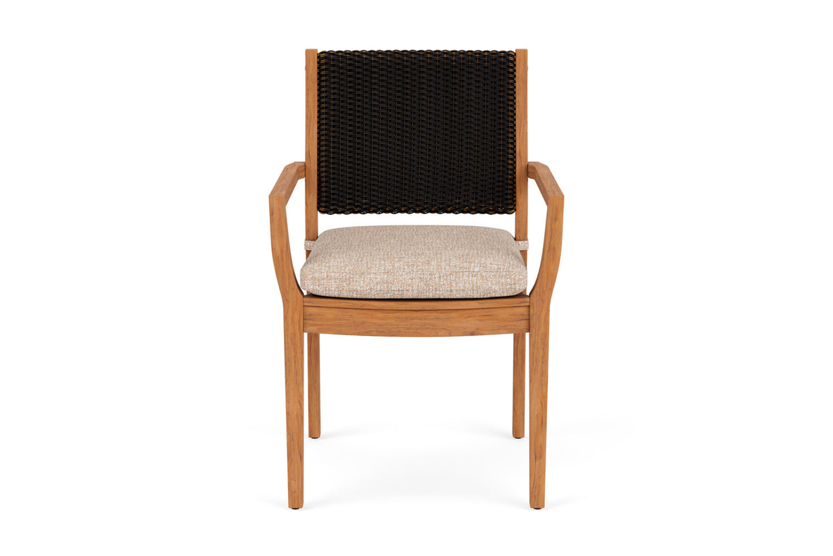Lloyd Flanders Teak Loom Back Teak Dining Armchair in Mink