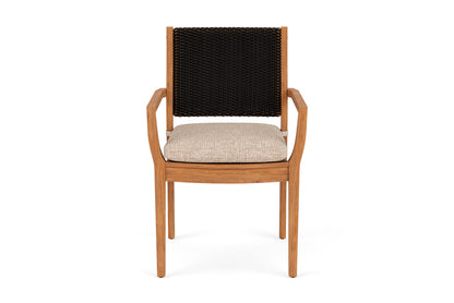 Lloyd Flanders Teak Loom Back Teak Dining Armchair in Mink