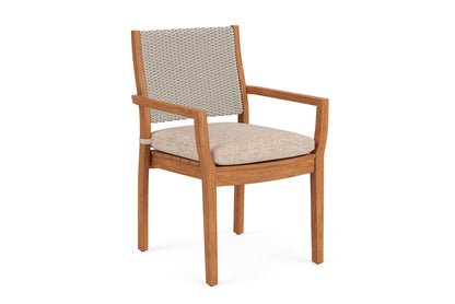 Lloyd Flanders Teak Loom Back Teak Dining Armchair in Linen, view 2
