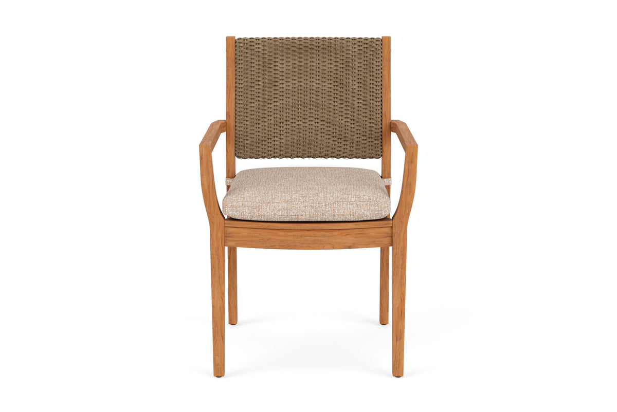 Lloyd Flanders Teak Loom Back Teak Dining Armchair in Fawn