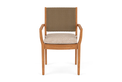 Lloyd Flanders Teak Loom Back Teak Dining Armchair in Fawn
