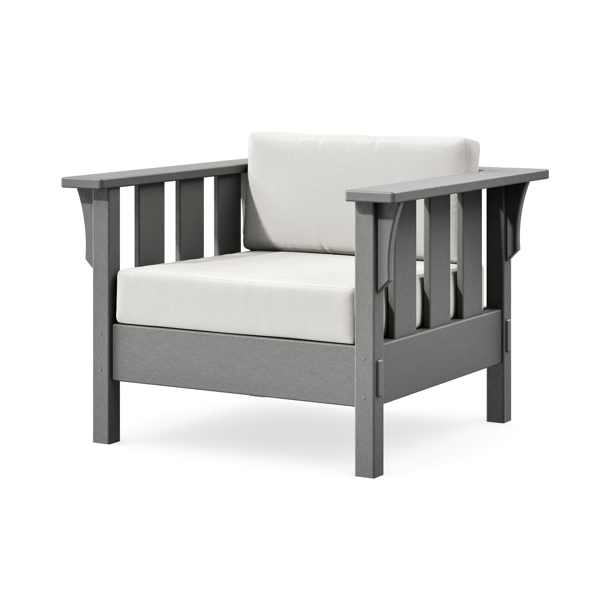 POLYWOOD Acadia Deep Seating Chair in Slate Grey / Natural Linen