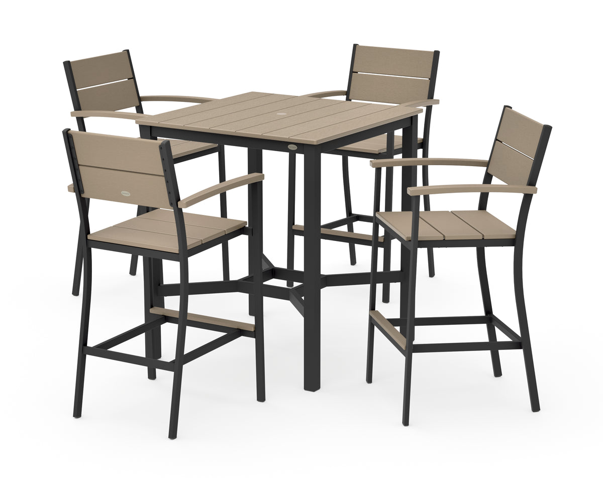 POLYWOOD Main Street 5-Piece Bar Set in Black / Vintage Sahara