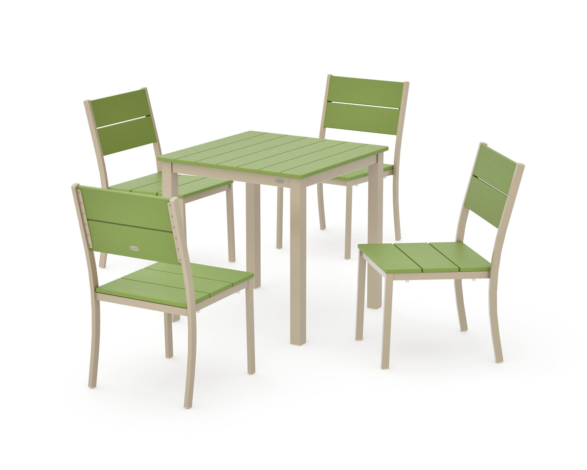 POLYWOOD Main Street 5-Piece Square Dining Set- Small in Sand / Lime