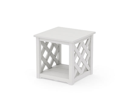POLYWOOD Wovendale Accent Table in Vintage White