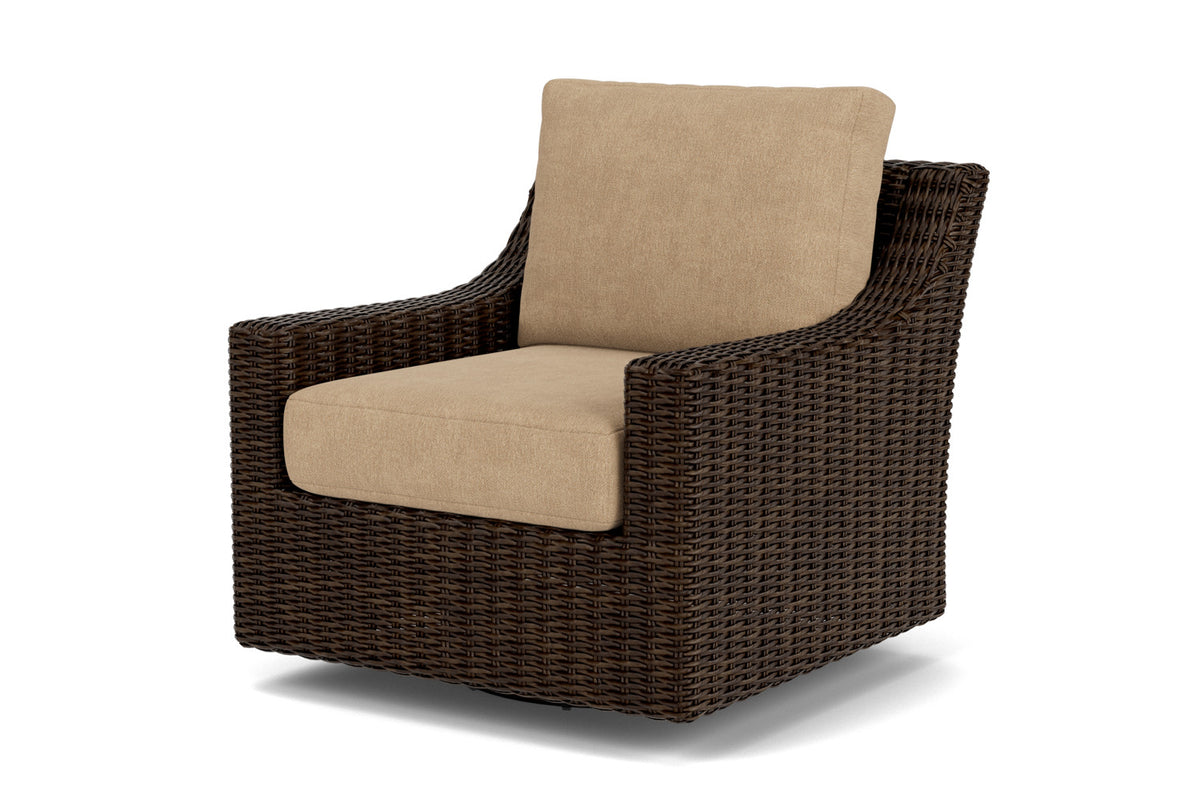 Lloyd Flanders Mesa Swivel Glider Lounge Chair with Hayden Sand fabric, view 10