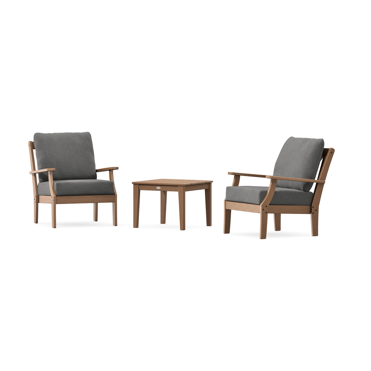 POLYWOOD Braxton 3-Piece Deep Seating Set in Teak