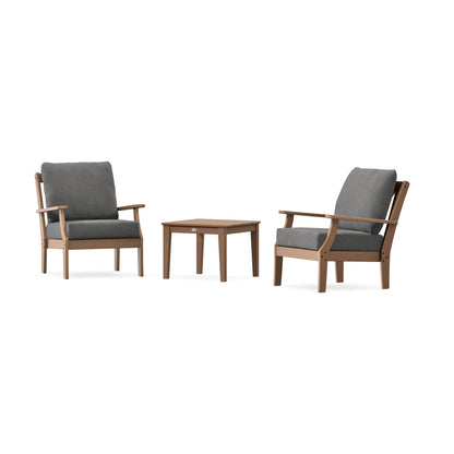 POLYWOOD Braxton 3-Piece Deep Seating Set in Teak