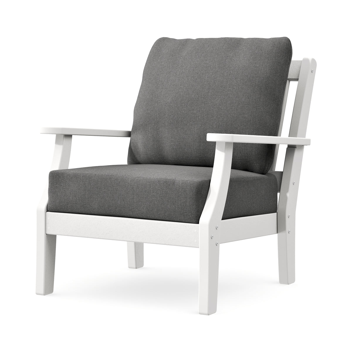 POLYWOOD Chinoiserie Deep Seating Chair in White / Ash Charcoal