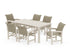 POLYWOOD Coastal Woven Arm Chair 7-Piece Parsons Dining Set in Sand / Dune Grass