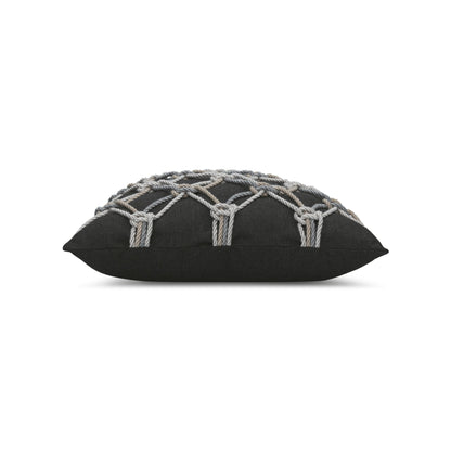 Elaine Smith Carbon Rope outdoor pillow, gray and black - view 12