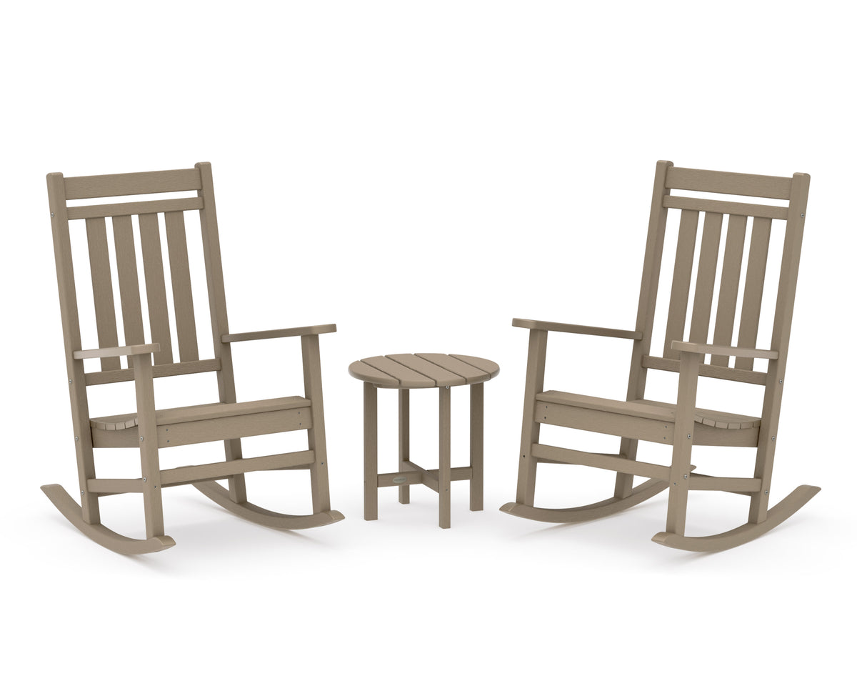 POLYWOOD Estate 3-Piece Rocking Chair Set in Vintage Sahara