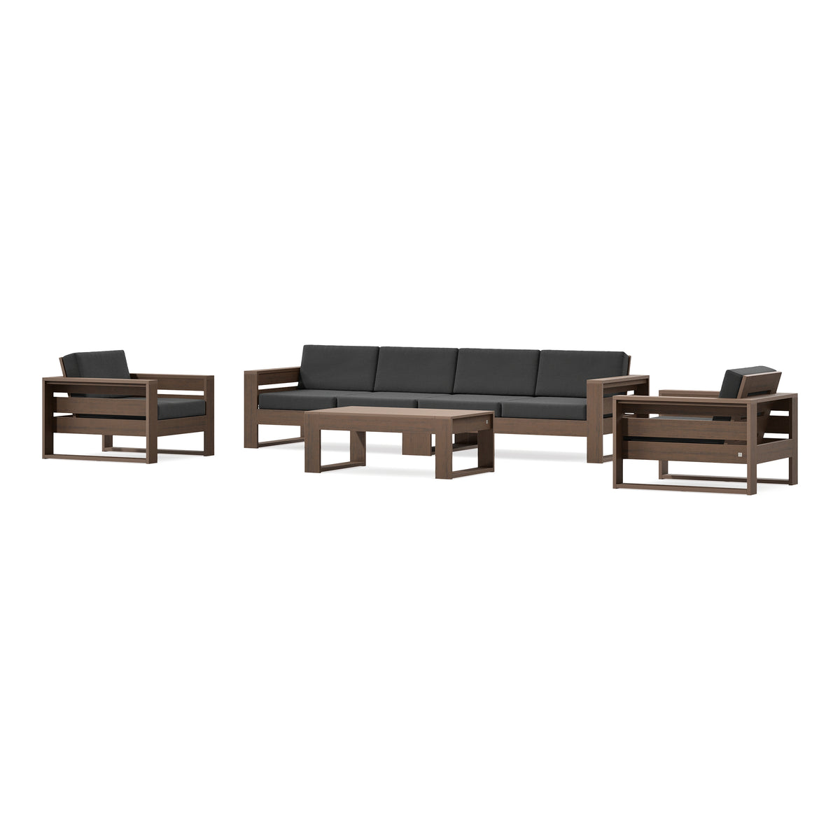 POLYWOOD PW Designer Series Latitude 5-Piece Lounge Sofa Set in Kona / Spectrum Carbon