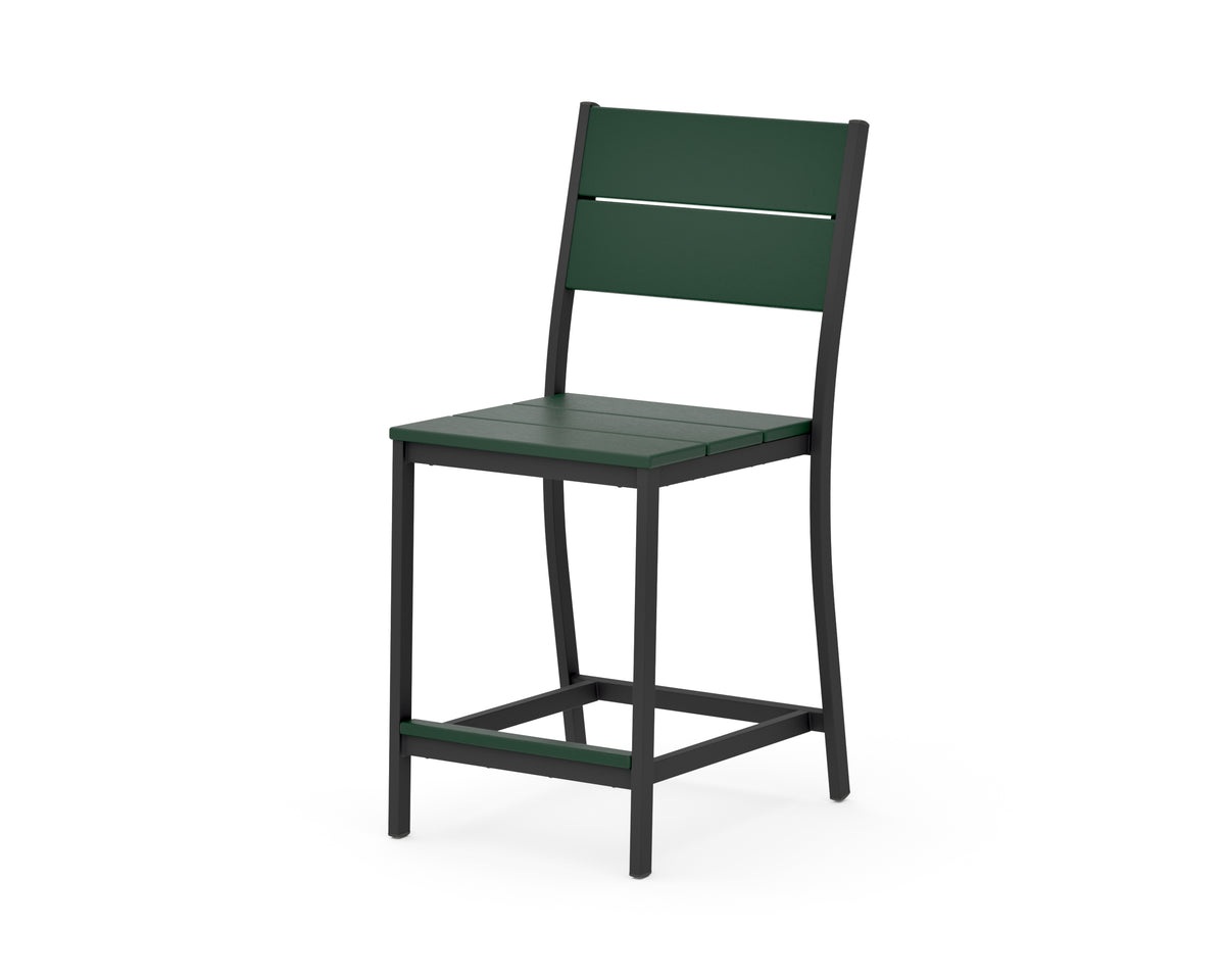 POLYWOOD Main Street Counter Side Chair in Black / Green