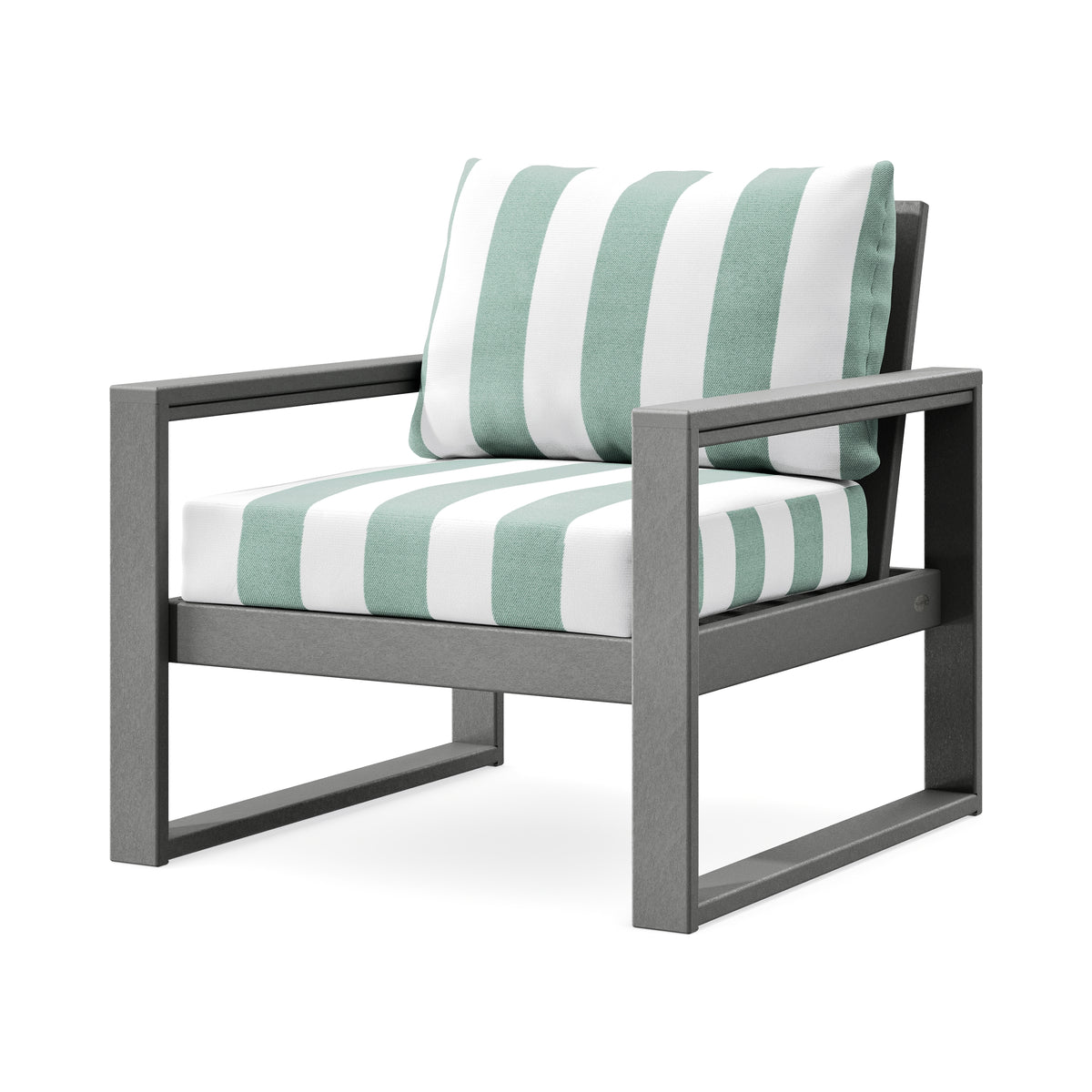 POLYWOOD EDGE Club Chair in Slate Grey / Cabana Stripe Glacier Spa