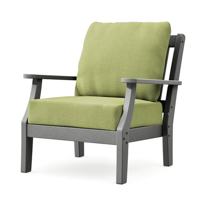 POLYWOOD Chinoiserie Deep Seating Chair in Slate Grey / Chartreuse Boucle