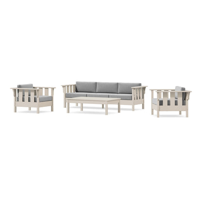 POLYWOOD Acadia 4-Piece Deep Seating Set with Sofa in Sand / Grey Mist